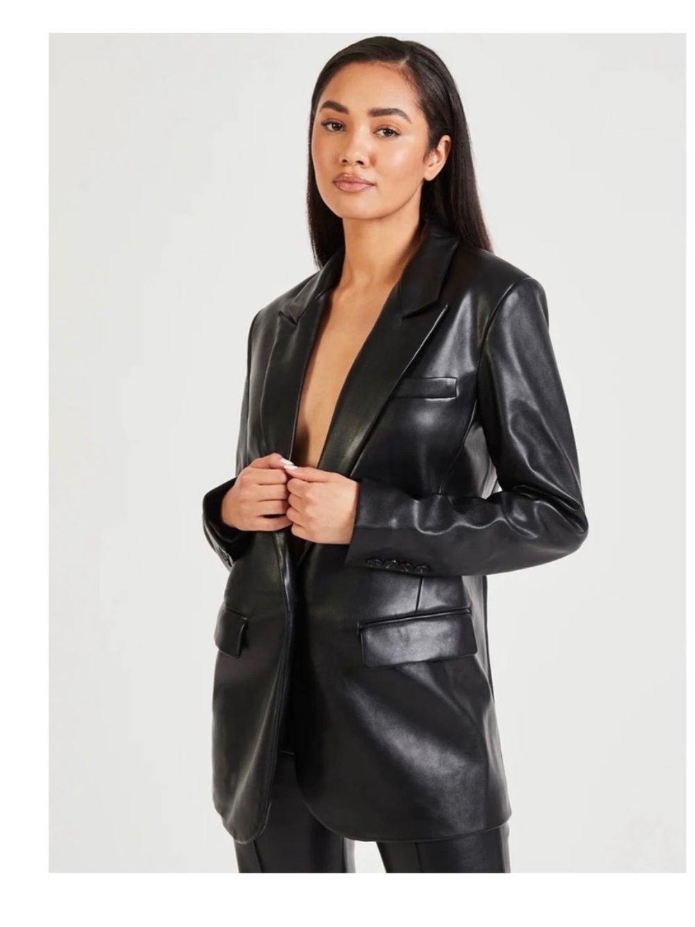 Because of Alice black leather blazer